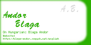 andor blaga business card